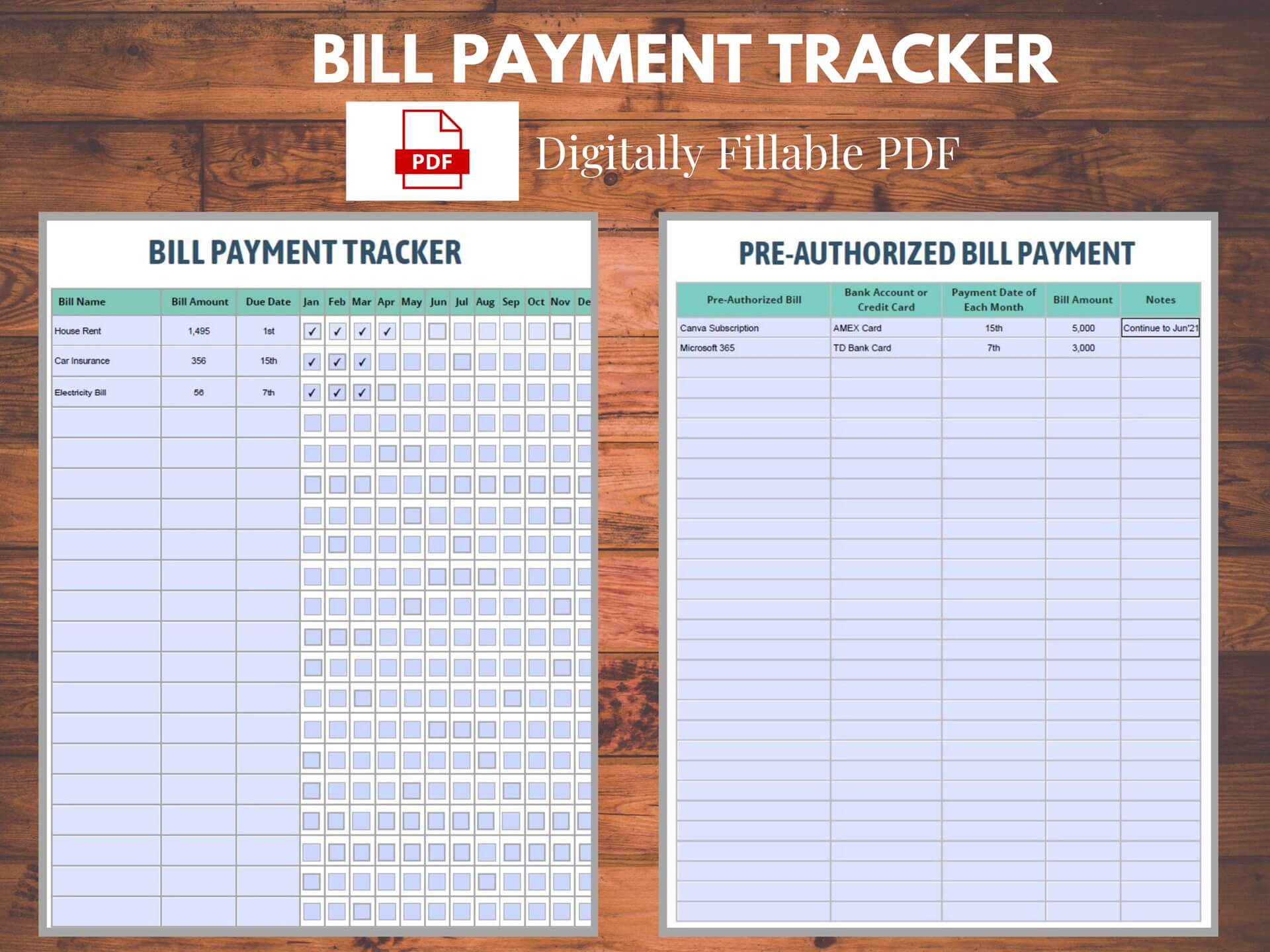excel bill tracker template