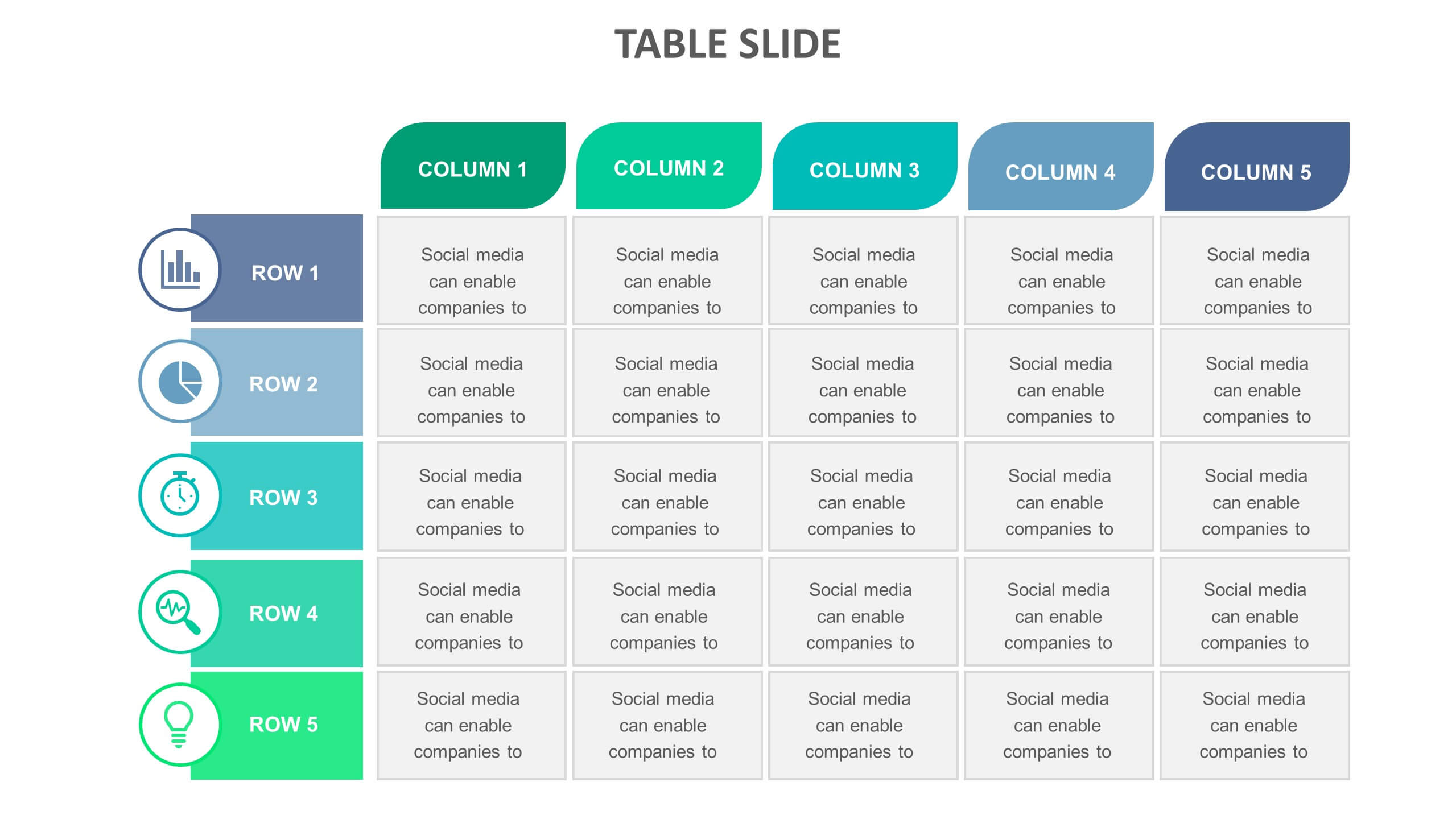 powerpoint presentation ideas for tables