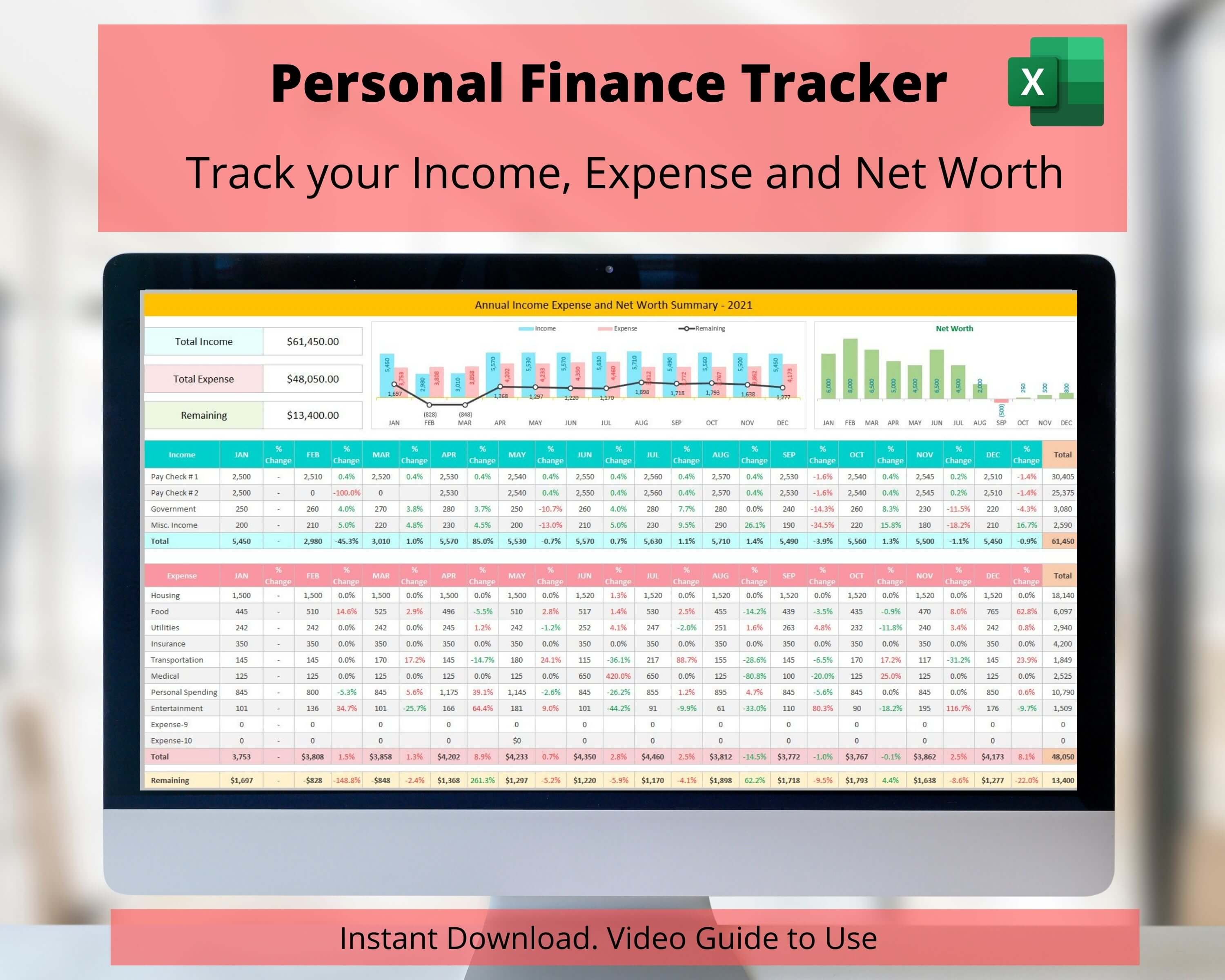 Personal Finance Tracker Excel Template